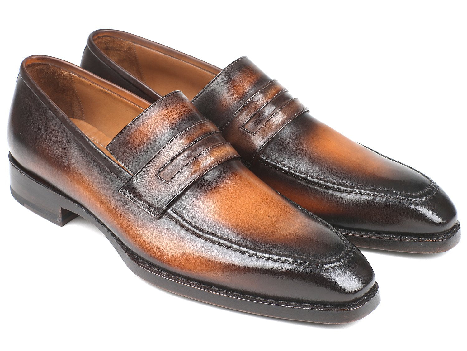 Paul Parkman Brown Burnished Goodyear Welted Loafers (ID