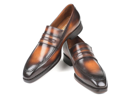 Paul Parkman Brown Burnished Goodyear Welted Loafers (ID