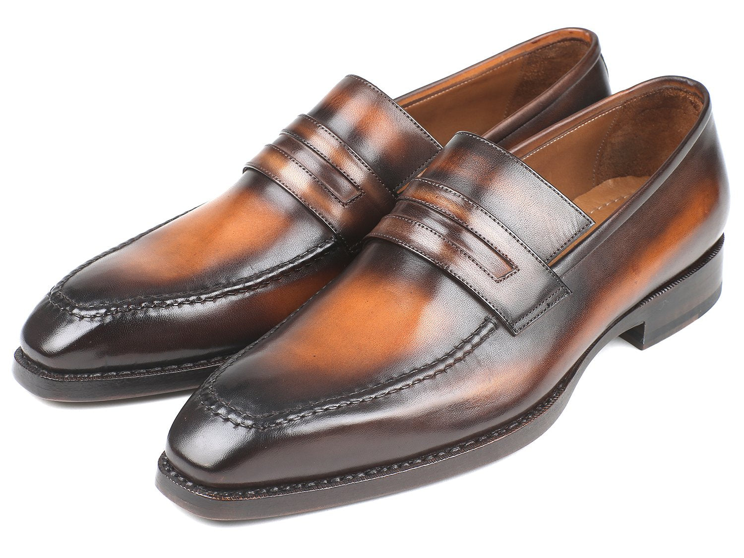 Paul Parkman Brown Burnished Goodyear Welted Loafers (ID