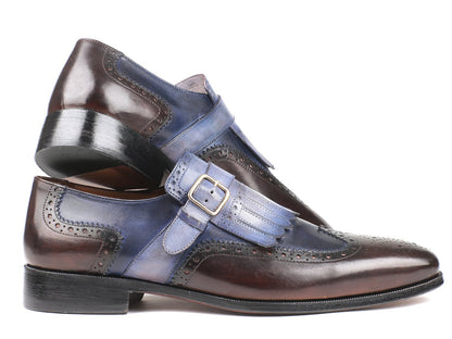 Paul Parkman Kiltie Monkstraps Blue &amp; Brown (ID