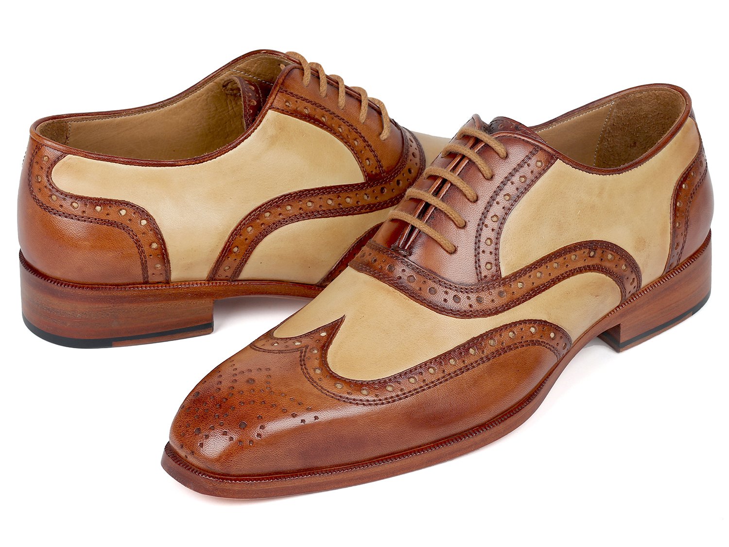 Paul Parkman Brown &amp; Beige Dual Tone Oxfords (ID