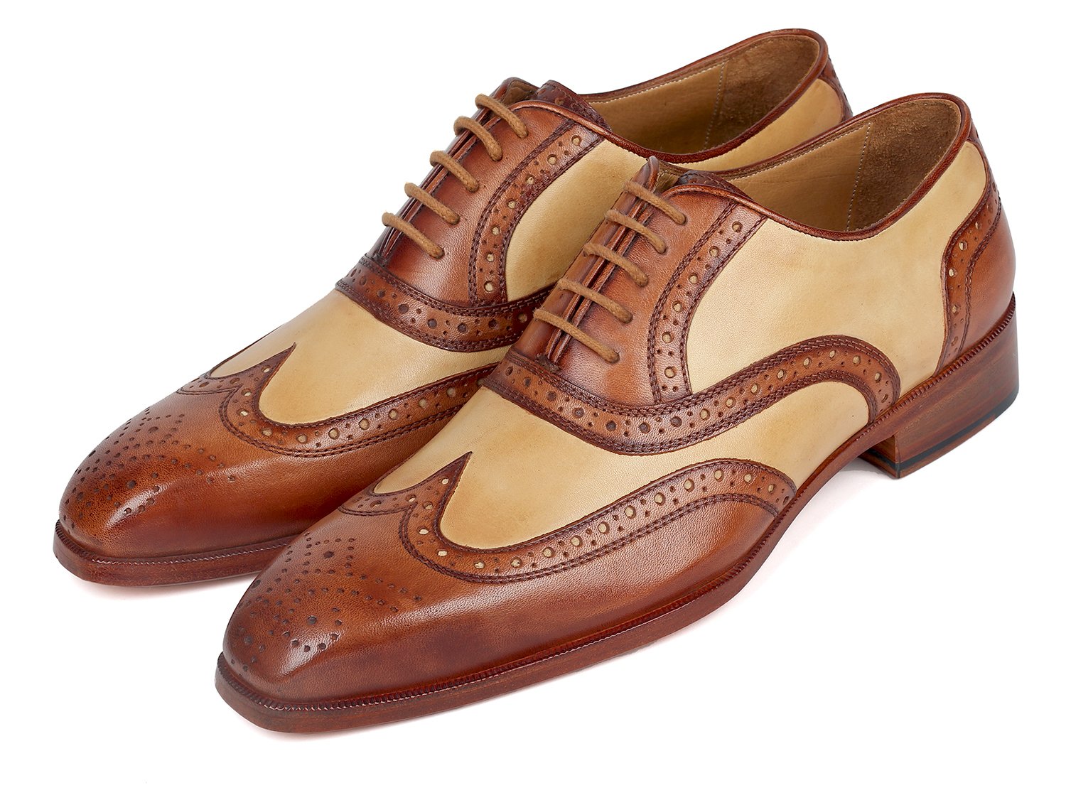 Paul Parkman Brown &amp; Beige Dual Tone Oxfords (ID