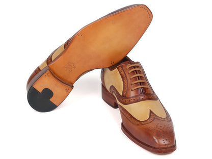 Paul Parkman Brown &amp; Beige Dual Tone Oxfords (ID