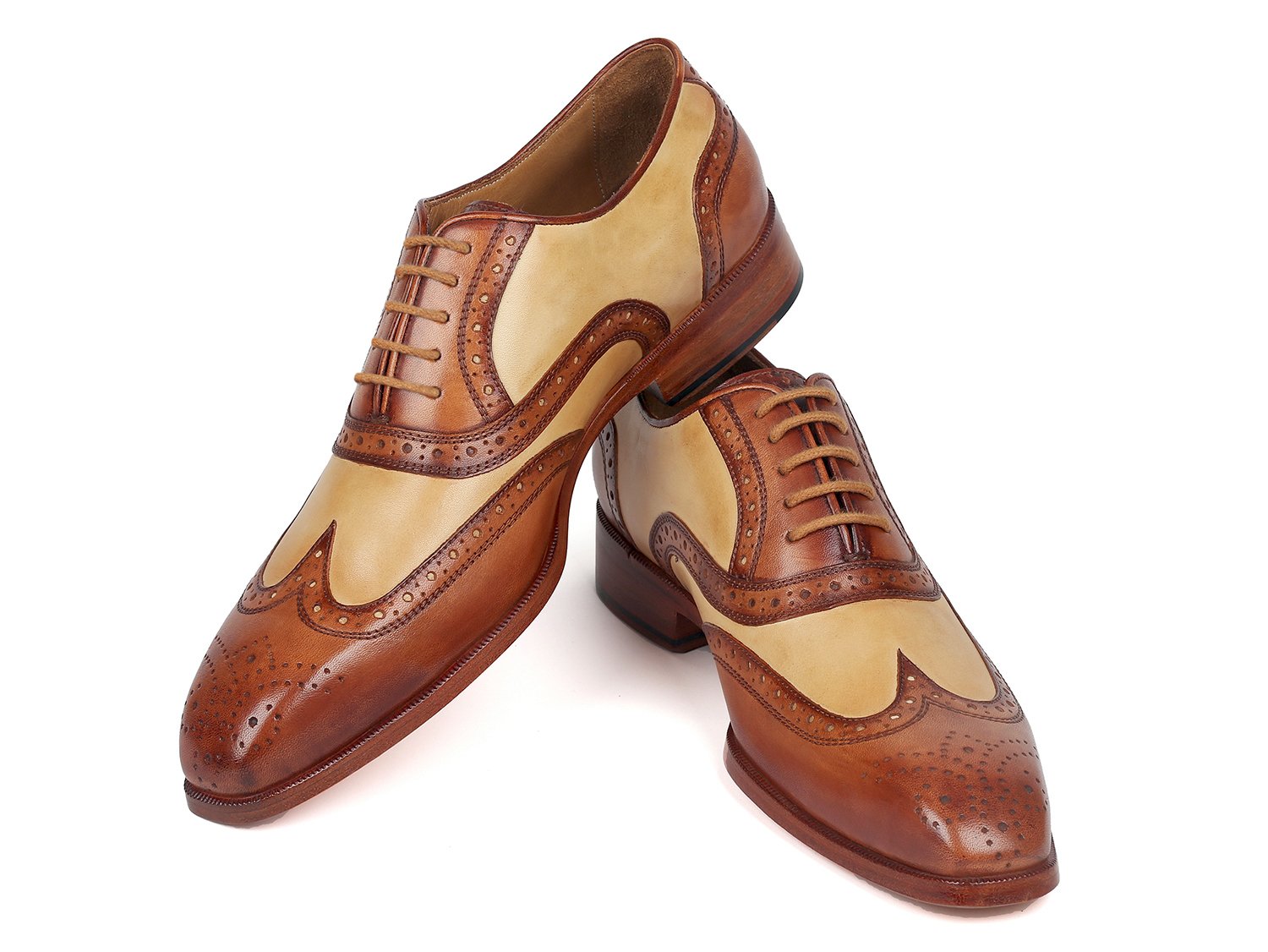 Paul Parkman Brown &amp; Beige Dual Tone Oxfords (ID