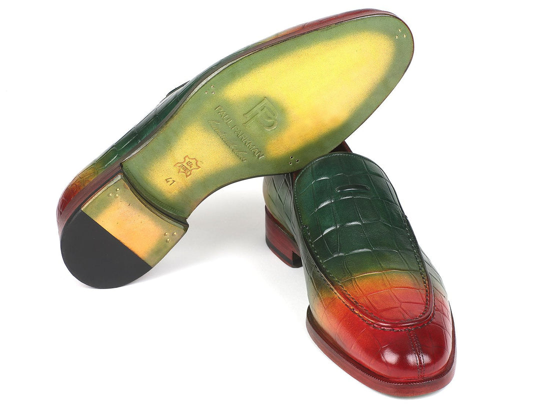 Paul Parkman Crocodile Embossed Calfskin Multicolor Loafer (ID