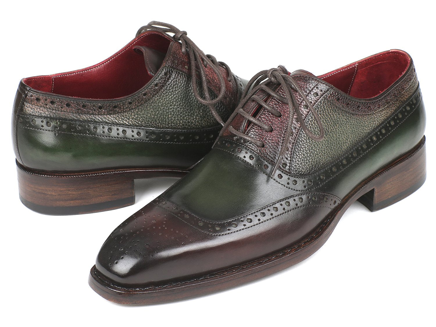 Paul Parkman Goodyear Welted Oxfords Brown &amp; Green (ID