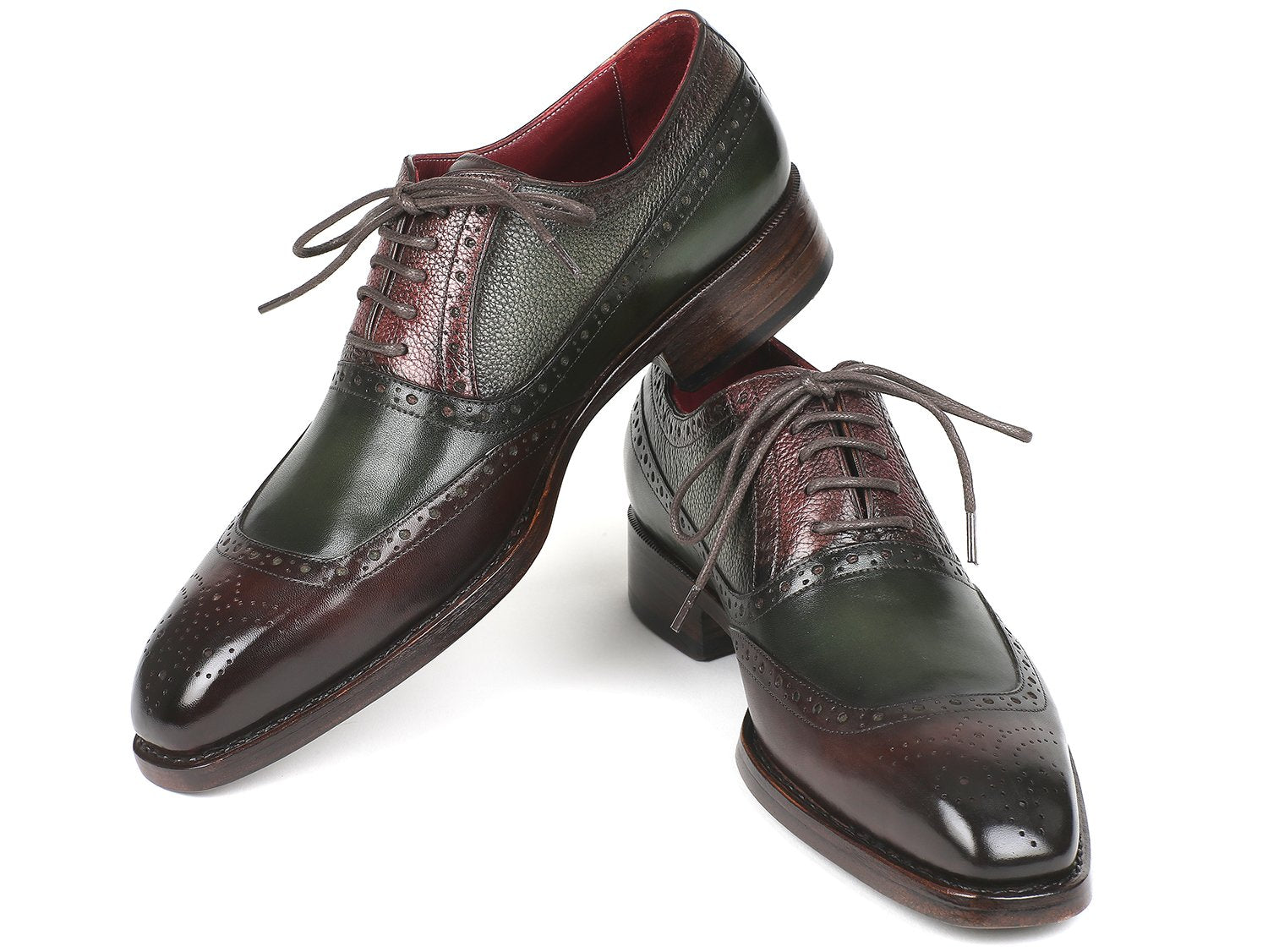 Paul Parkman Goodyear Welted Oxfords Brown &amp; Green (ID