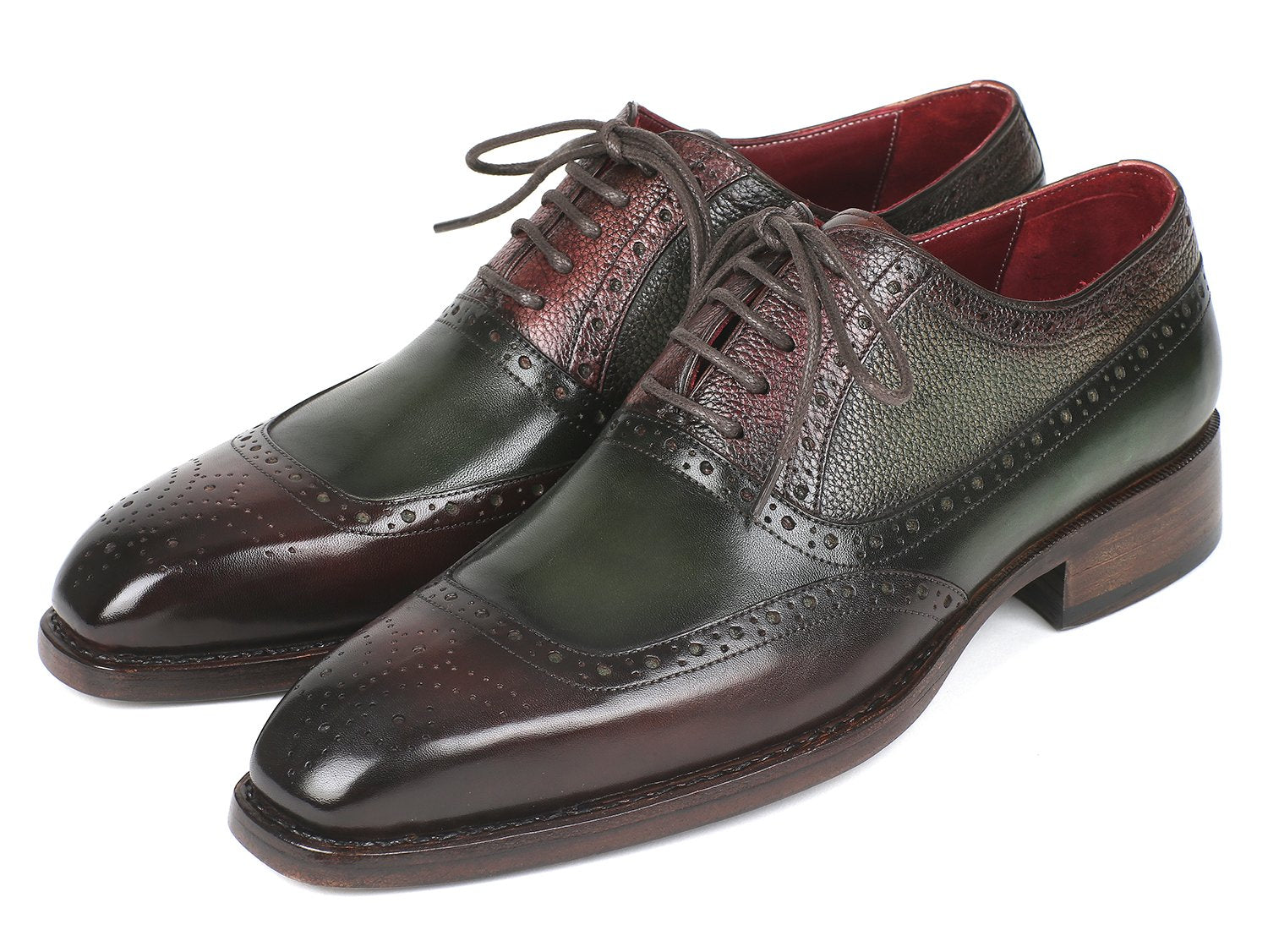 Paul Parkman Goodyear Welted Oxfords Brown &amp; Green (ID