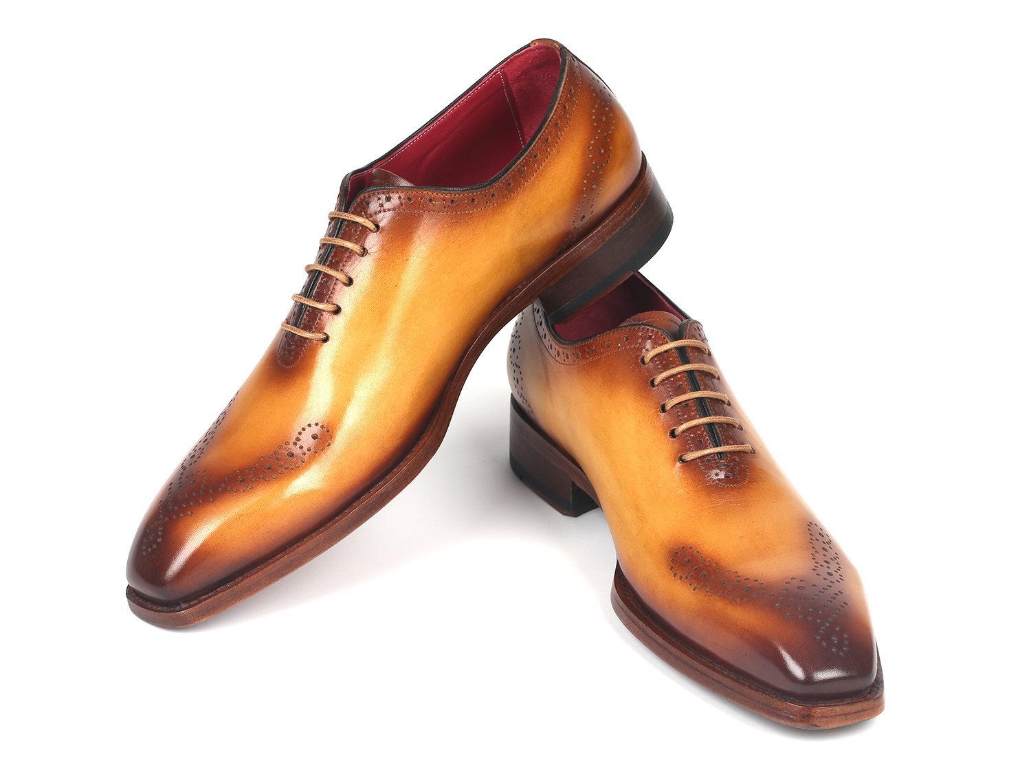 Paul Parkman Goodyear Welted Punched Oxfords Camel (ID