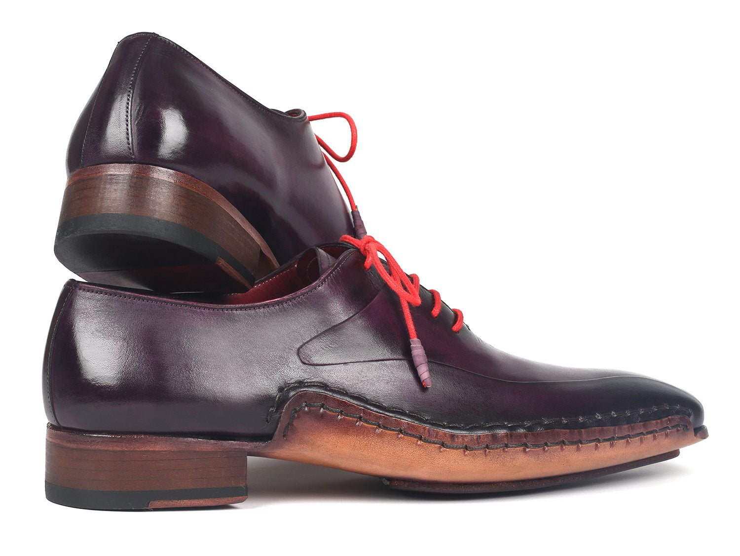 Paul Parkman Purple Leather Oxfords Side Hand-Sewn (ID