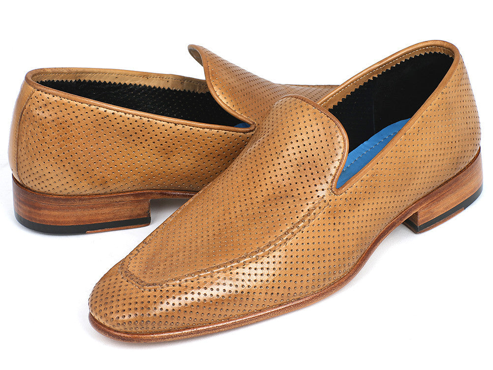 Paul Parkman Perforated Leather Loafers Beige (ID