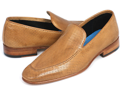 Paul Parkman Perforated Leather Loafers Beige  (ID