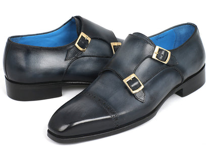 Paul Parkman Captoe Double Monkstraps Navy (ID