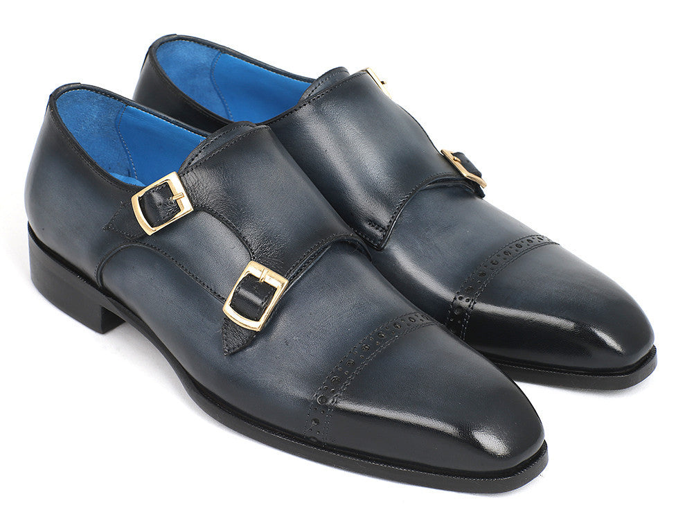 Paul Parkman Captoe Double Monkstraps Navy (ID