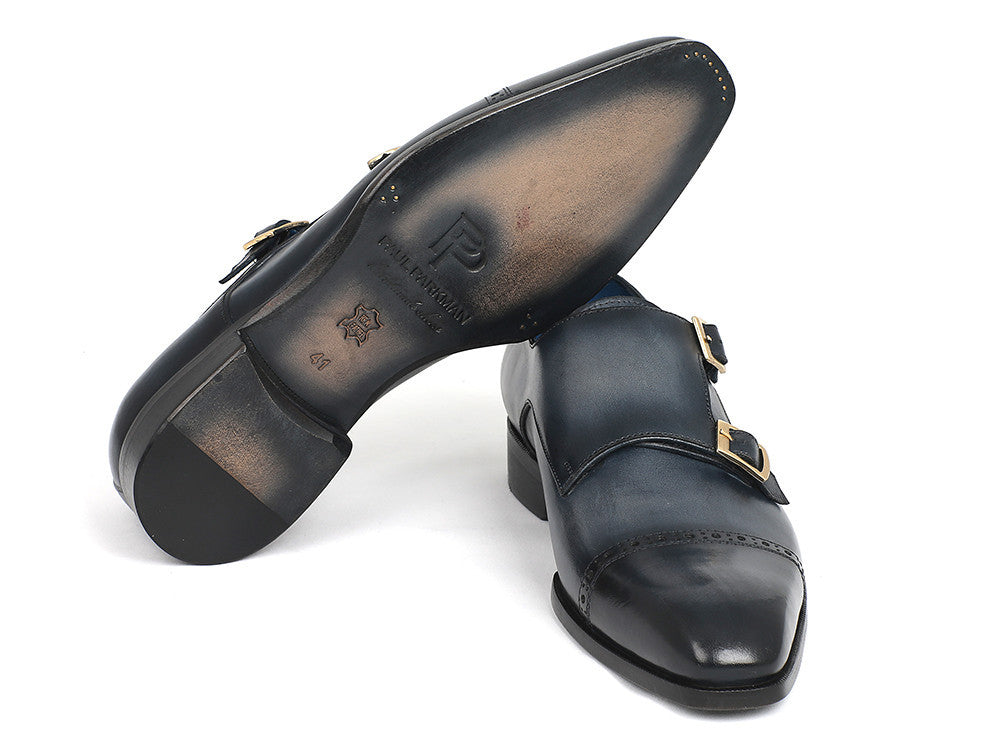 Paul Parkman Captoe Double Monkstraps Navy (ID