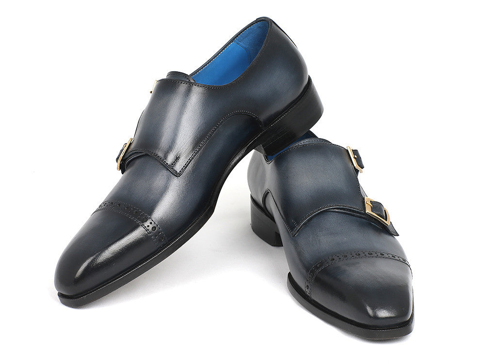 Paul Parkman Captoe Double Monkstraps Navy (ID