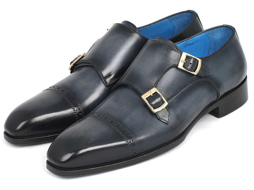 Paul Parkman Captoe Double Monkstraps Navy (ID