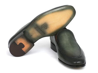 Paul Parkman Perforated Leather Loafers Green (ID