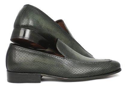 Paul Parkman Perforated Leather Loafers Green (ID