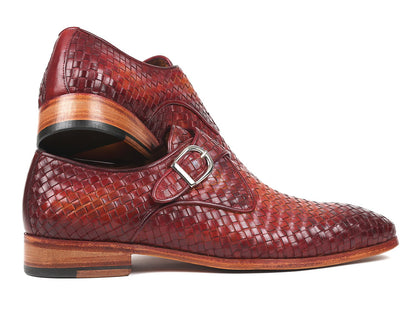 Paul Parkman Reddish Brown Woven Leather Single Monkstraps (ID