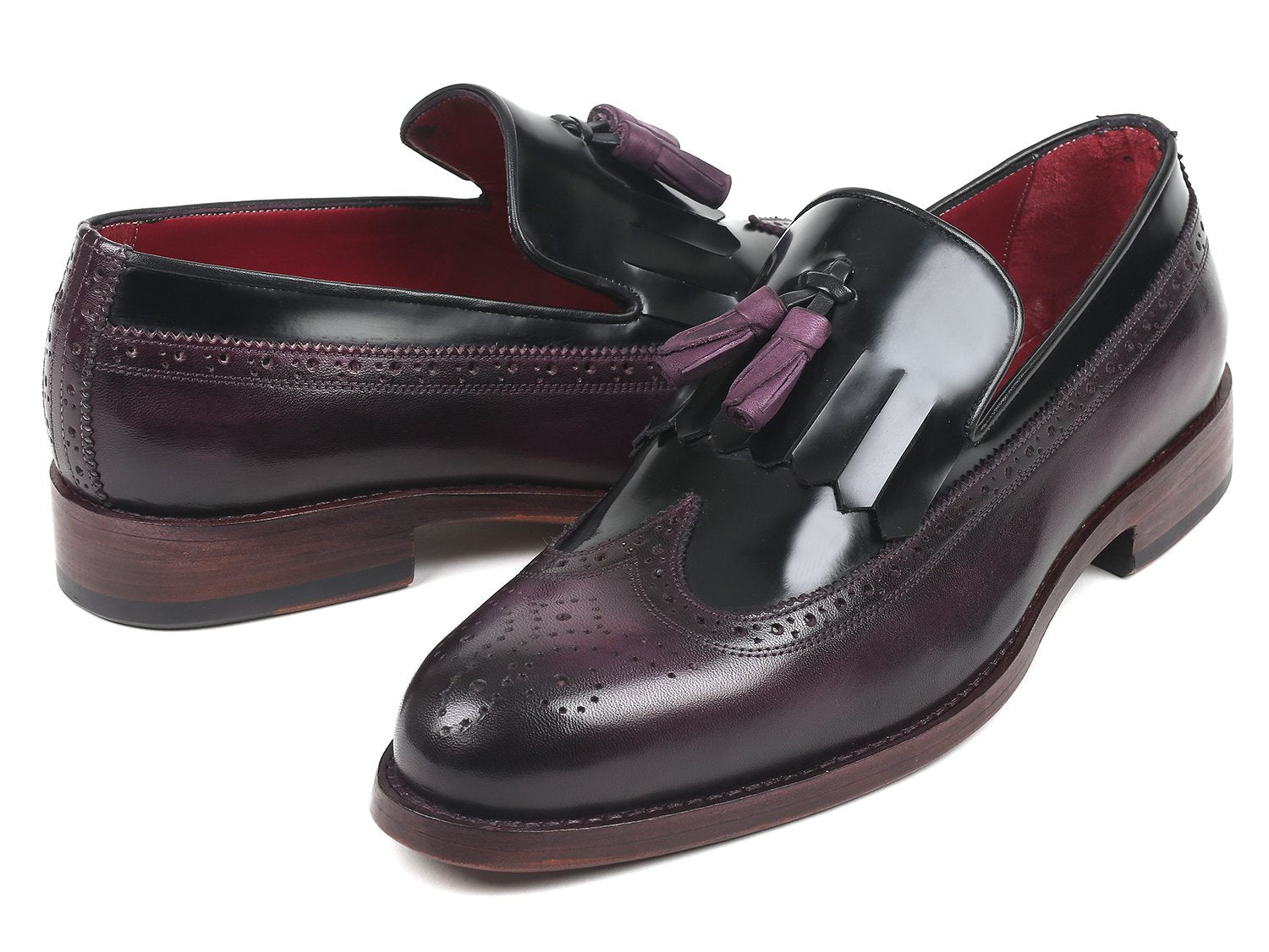 Paul Parkman Kiltie Tassel Loafer Black &amp; Purple (ID