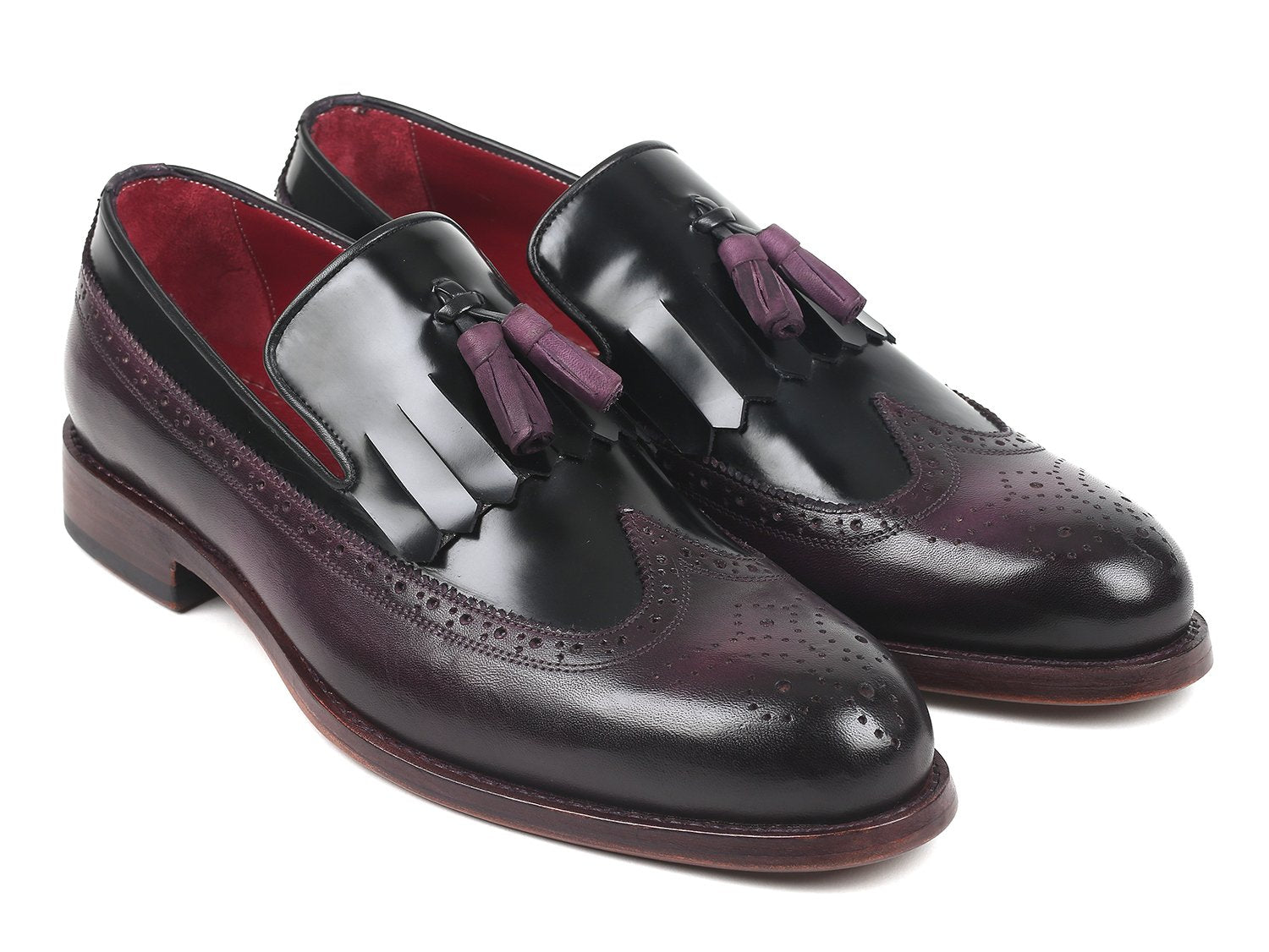 Paul Parkman Kiltie Tassel Loafer Black &amp; Purple (ID