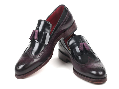 Paul Parkman Kiltie Tassel Loafer Black &amp; Purple (ID