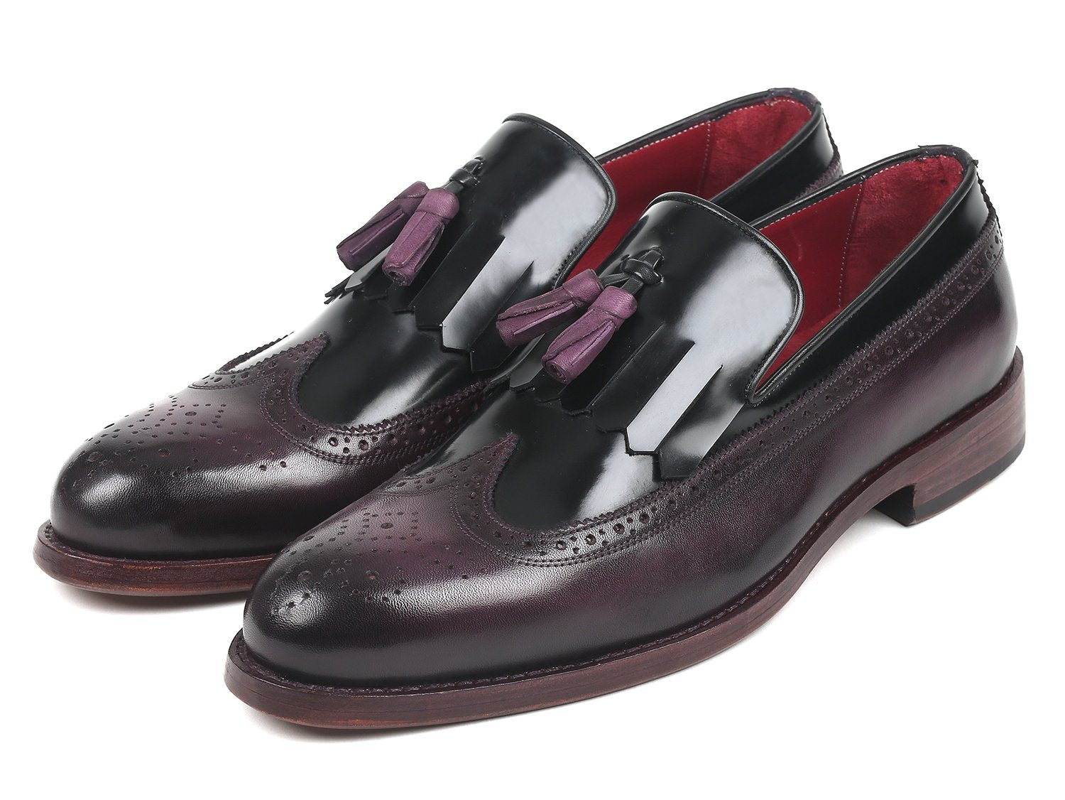 Paul Parkman Kiltie Tassel Loafer Black &amp; Purple (ID