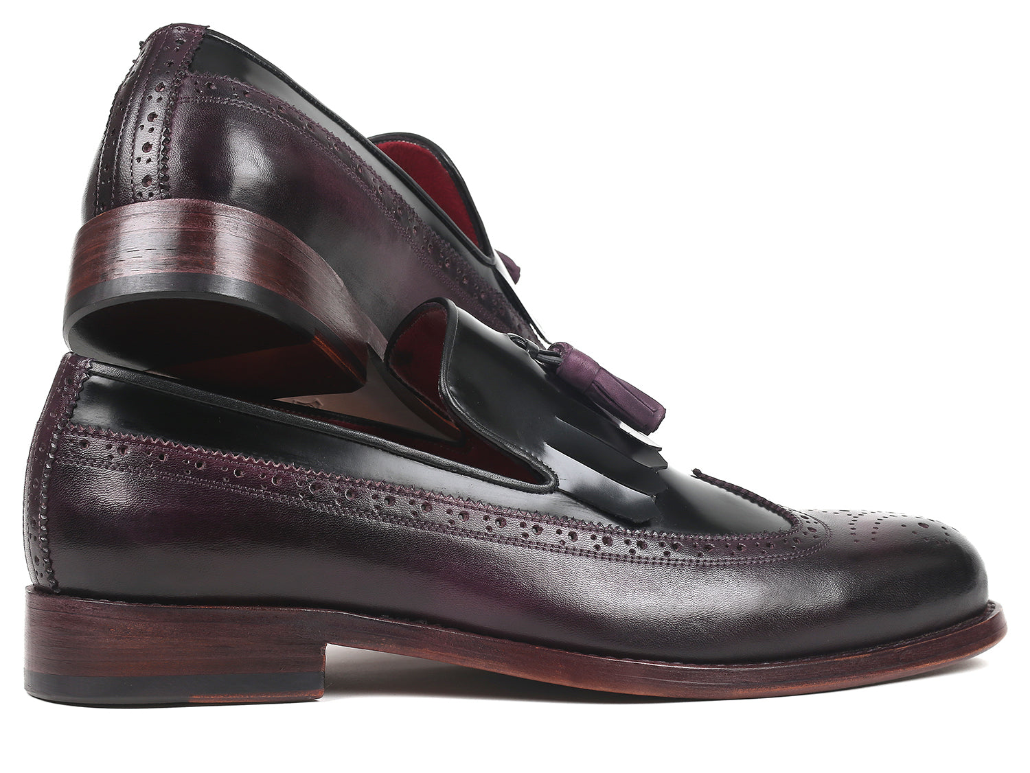 Paul Parkman Kiltie Tassel Loafer Black &amp; Purple (ID