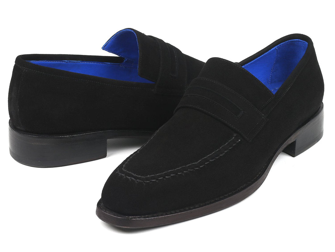 Paul Parkman Black Suede Goodyear Welted Loafers (ID