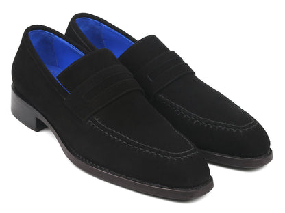 Paul Parkman Black Suede Goodyear Welted Loafers (ID