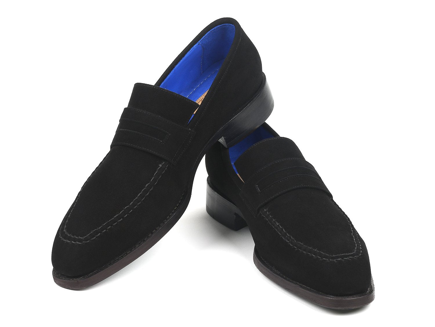 Paul Parkman Black Suede Goodyear Welted Loafers (ID