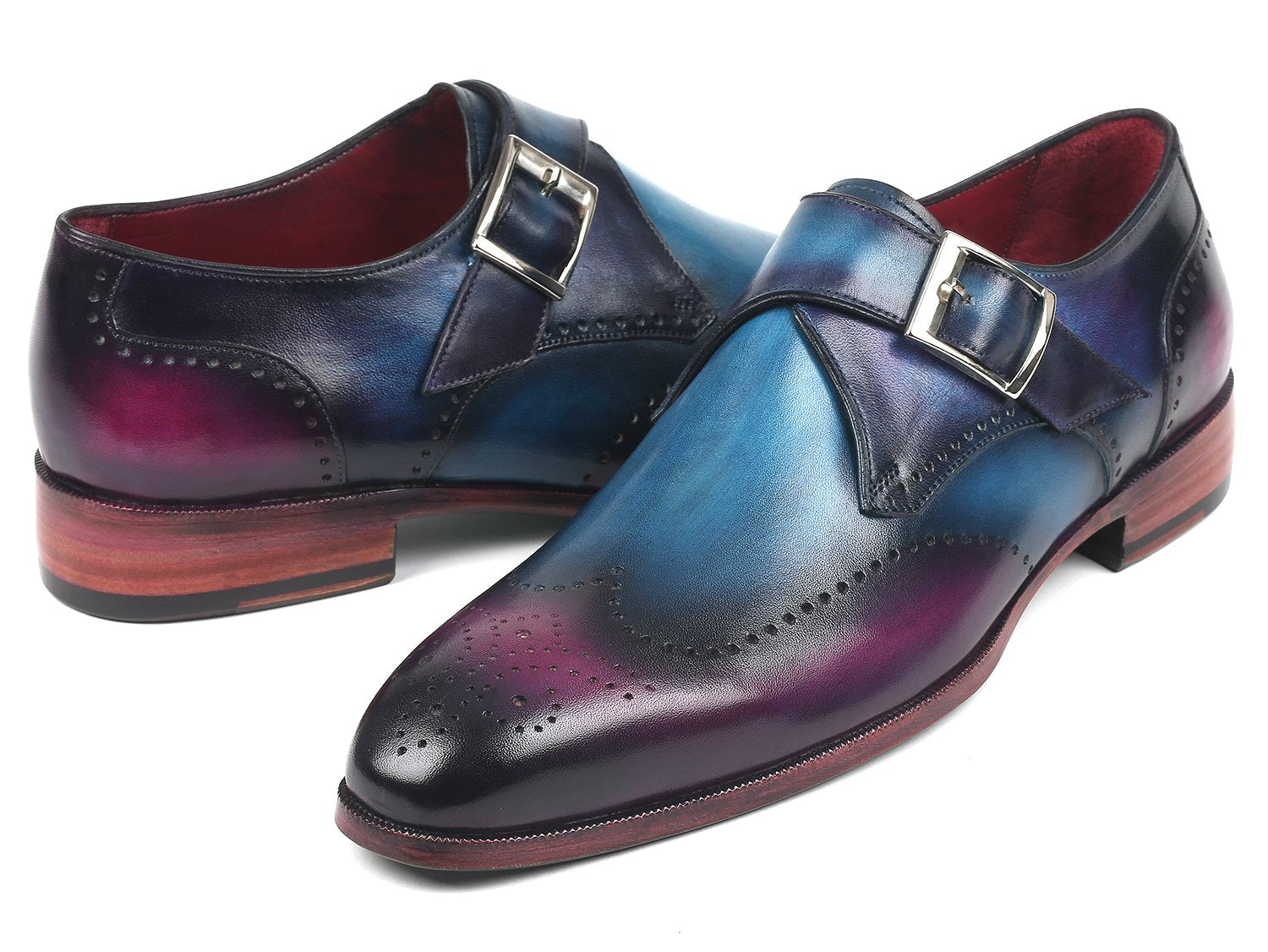 Paul Parkman Single Monkstraps Blue &amp; Purple (ID