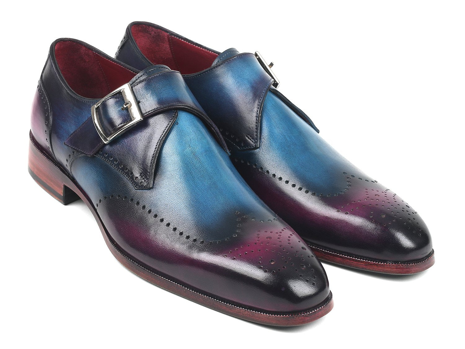 Paul Parkman Single Monkstraps Blue &amp; Purple (ID