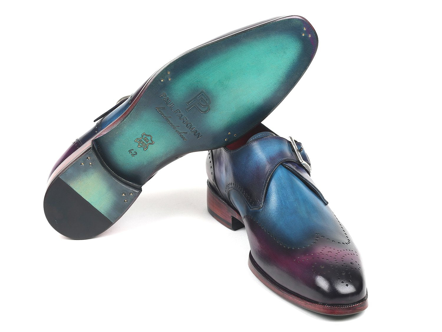 Paul Parkman Single Monkstraps Blue &amp; Purple (ID