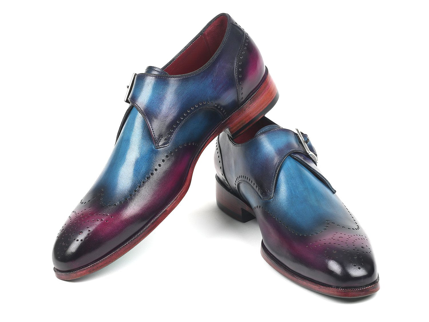 Paul Parkman Single Monkstraps Blue &amp; Purple (ID