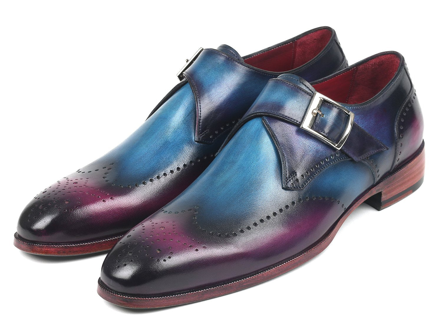 Paul Parkman Single Monkstraps Blue &amp; Purple (ID