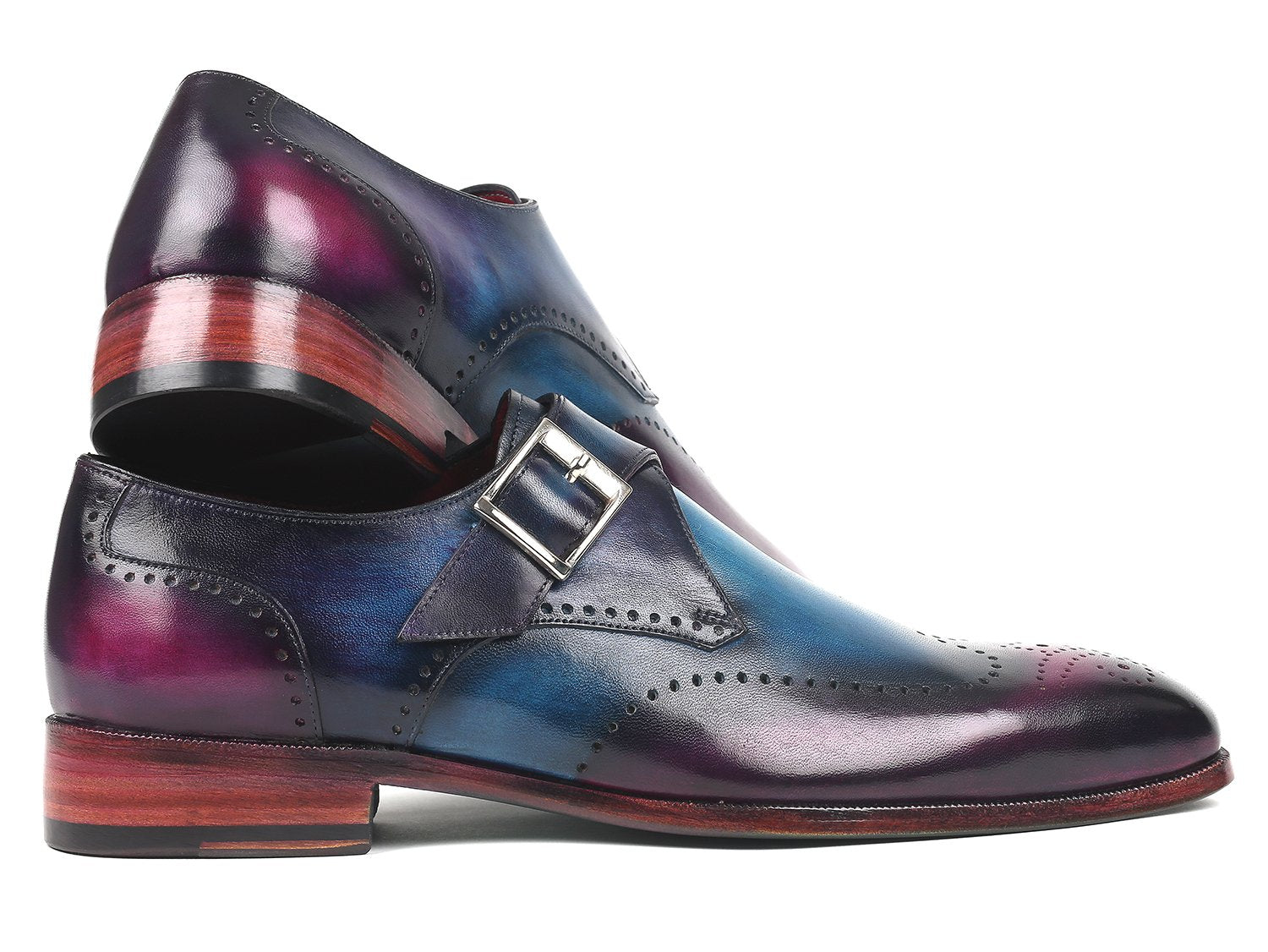 Paul Parkman Single Monkstraps Blue &amp; Purple (ID