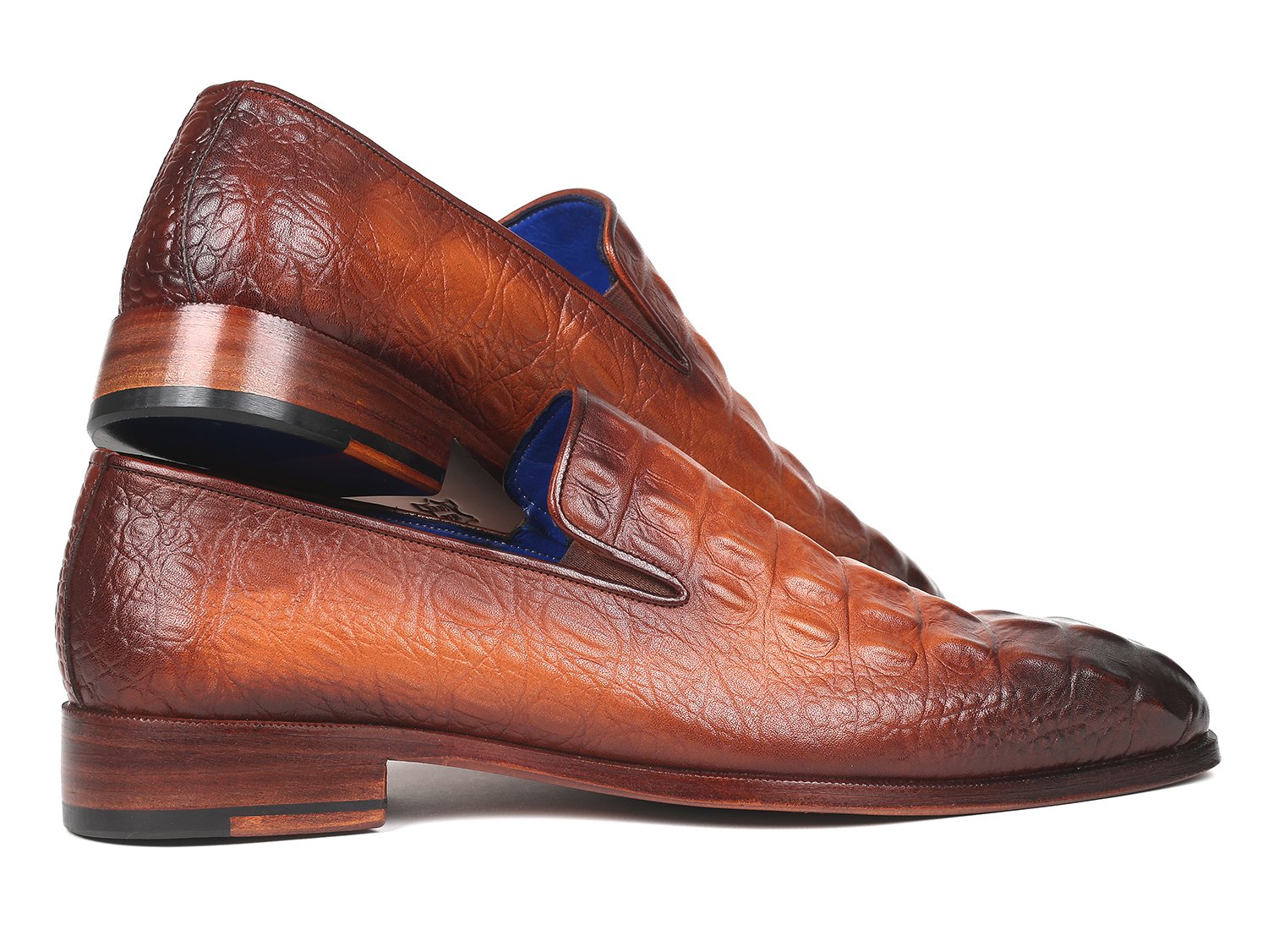 Paul Parkman Brown Crocodile Embossed Calfskin Loafers (ID