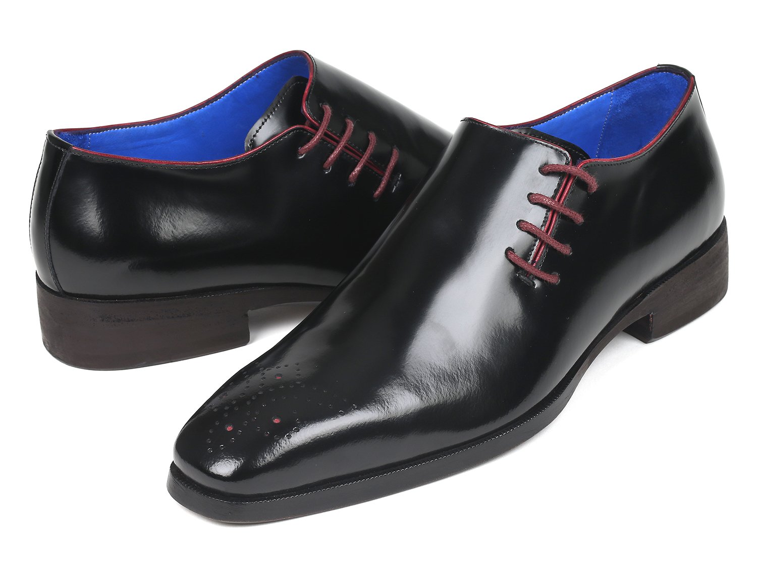 Paul Parkman Side Lace Oxfords Black Polished Leather (ID