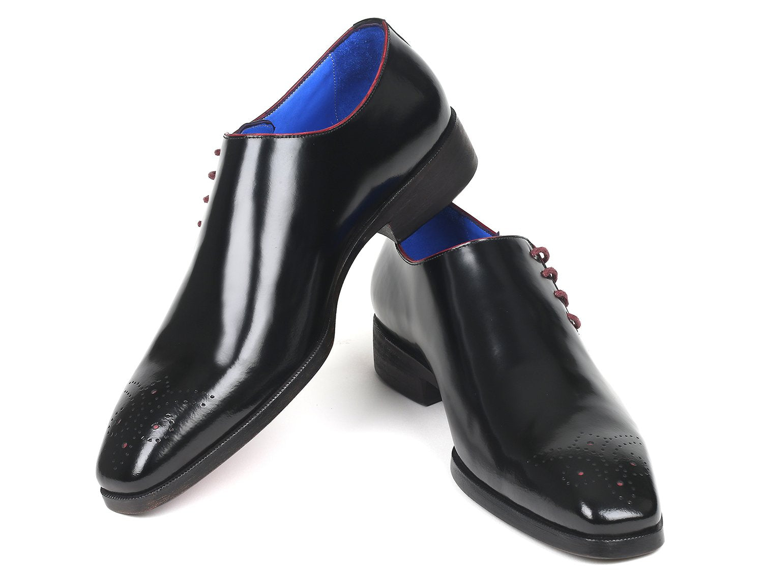 Paul Parkman Side Lace Oxfords Black Polished Leather (ID