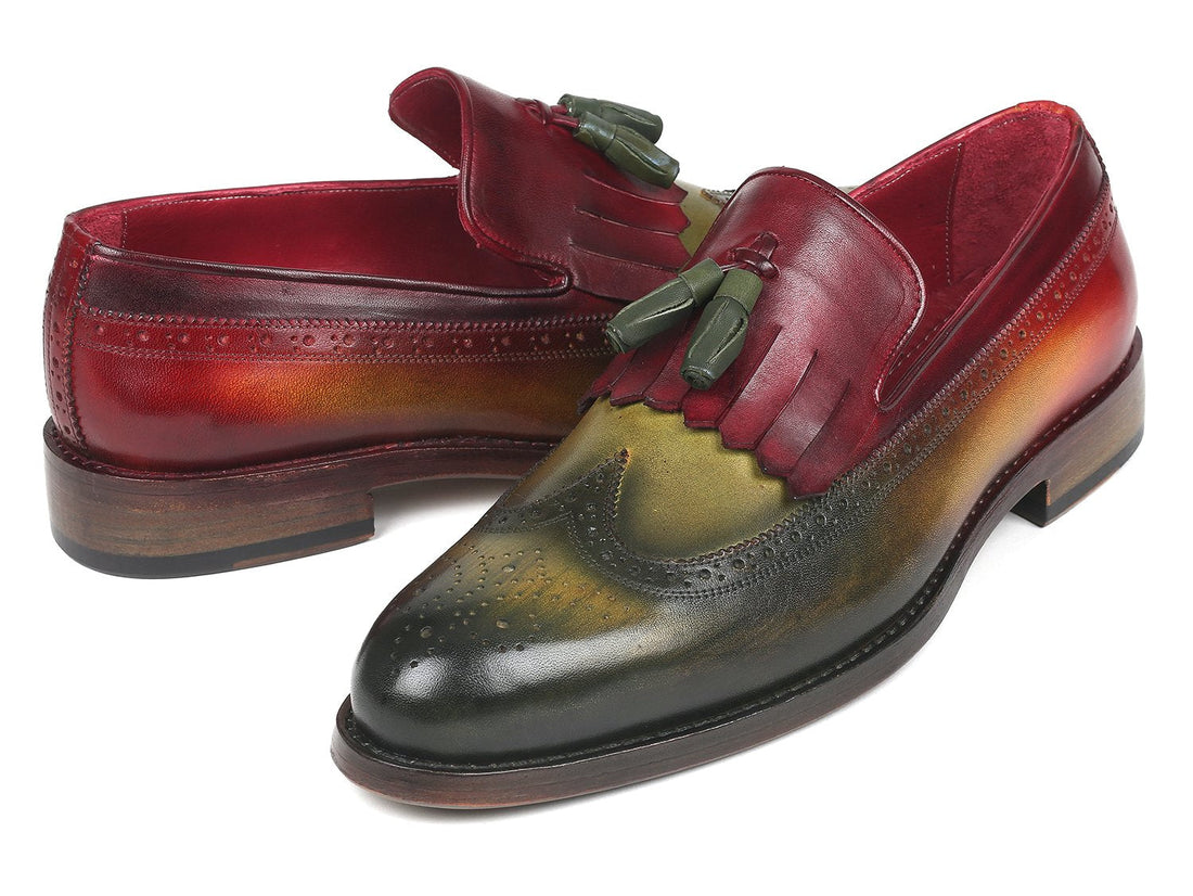 Paul Parkman Kiltie Tassel Loafer Green &amp; Bordeaux (ID