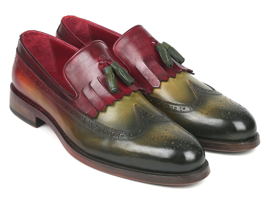 Paul Parkman Kiltie Tassel Loafer Green & Bordeaux (ID