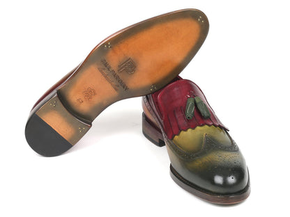 Paul Parkman Kiltie Tassel Loafer Green &amp; Bordeaux (ID