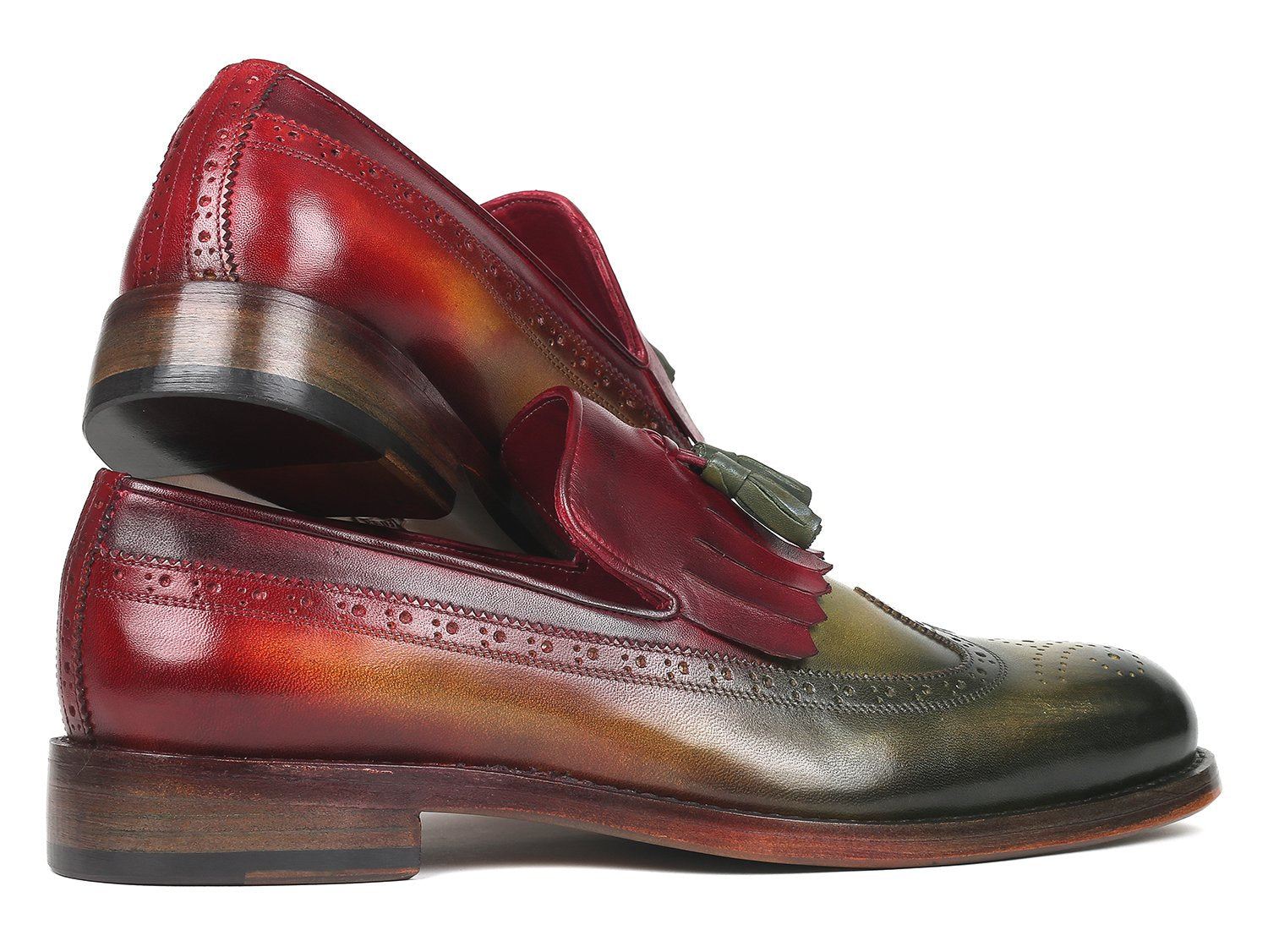 Paul Parkman Kiltie Tassel Loafer Green &amp; Bordeaux (ID