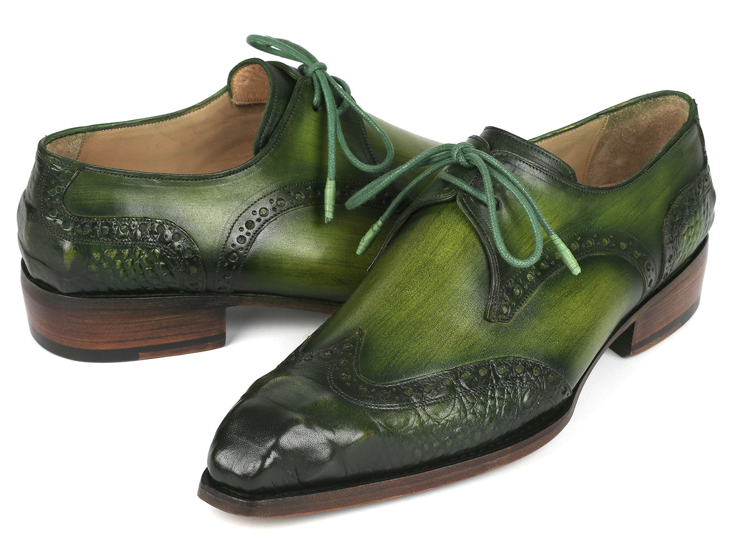 Paul Parkman Goodyear Welted Wingtip Derby Shoes Green (ID