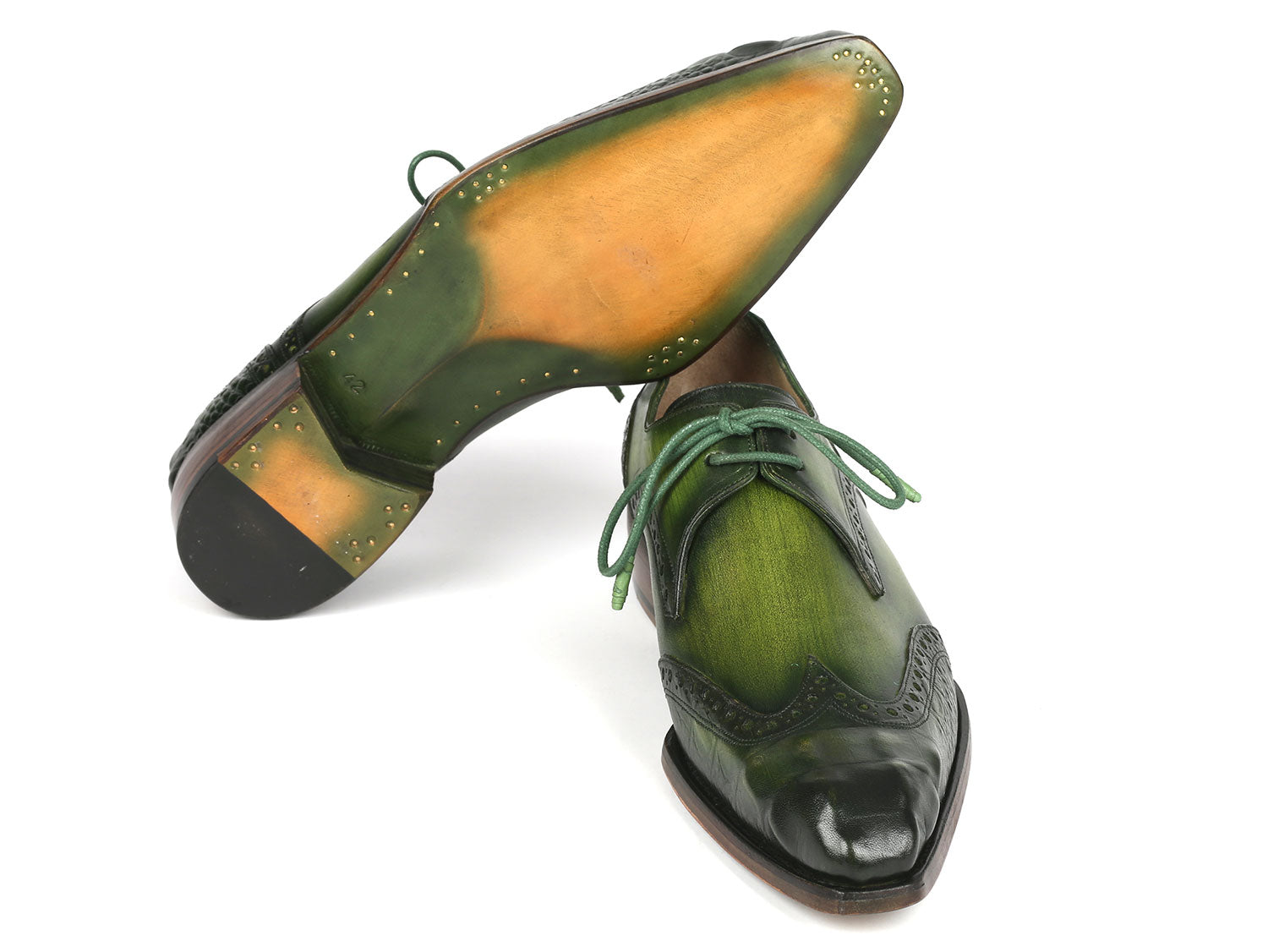 Paul Parkman Goodyear Welted Wingtip Derby Shoes Green (ID