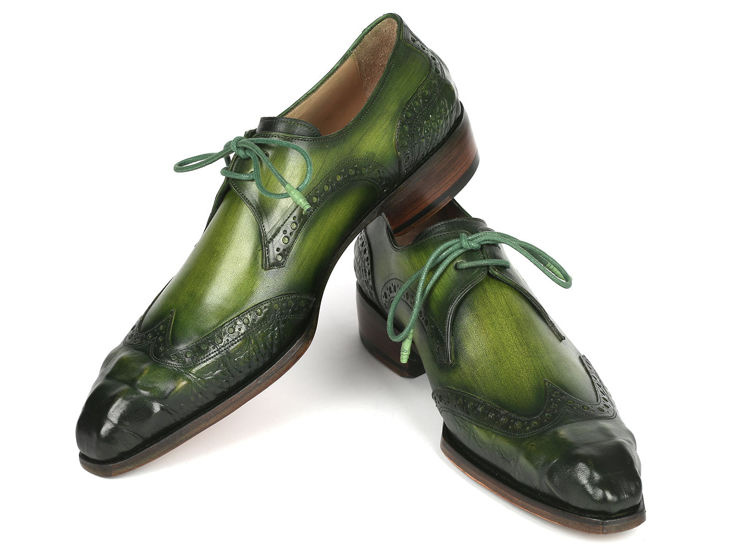 Paul Parkman Goodyear Welted Wingtip Derby Shoes Green (ID