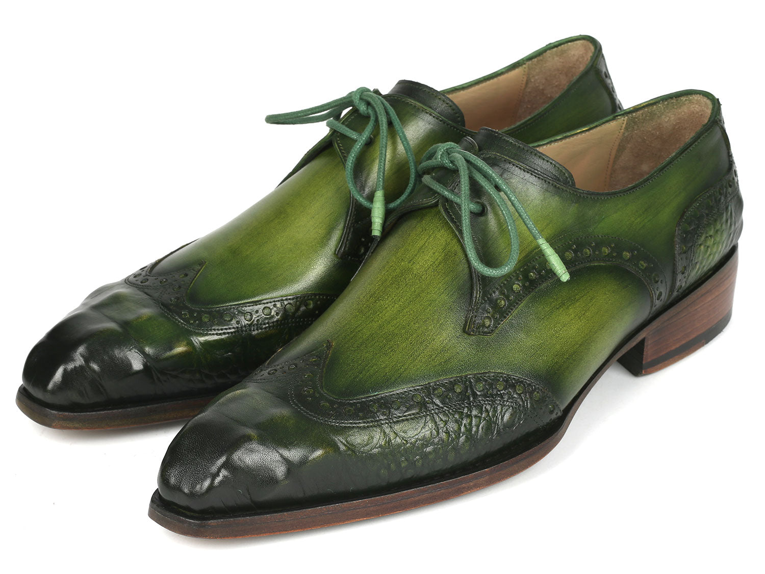 Paul Parkman Goodyear Welted Wingtip Derby Shoes Green (ID