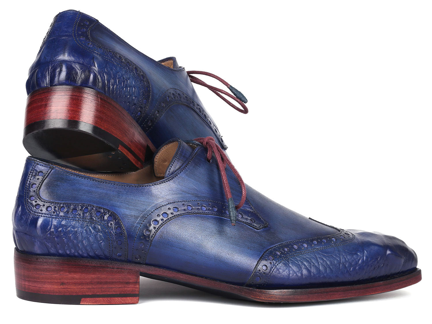 Paul Parkman Goodyear Welted Wingtip Derby Shoes Blue &amp; Navy (ID